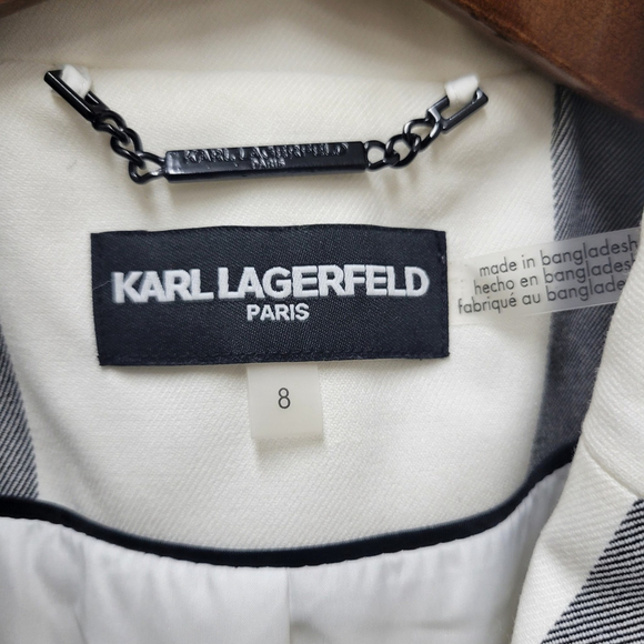 Karl Lagerfeld Women's Windowpane Plaid Blazer Size 8 Excellent Condition - Picture 11 of 12
